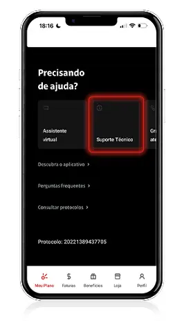 Imagem de celular com a tela do app Minha Claro móvel.